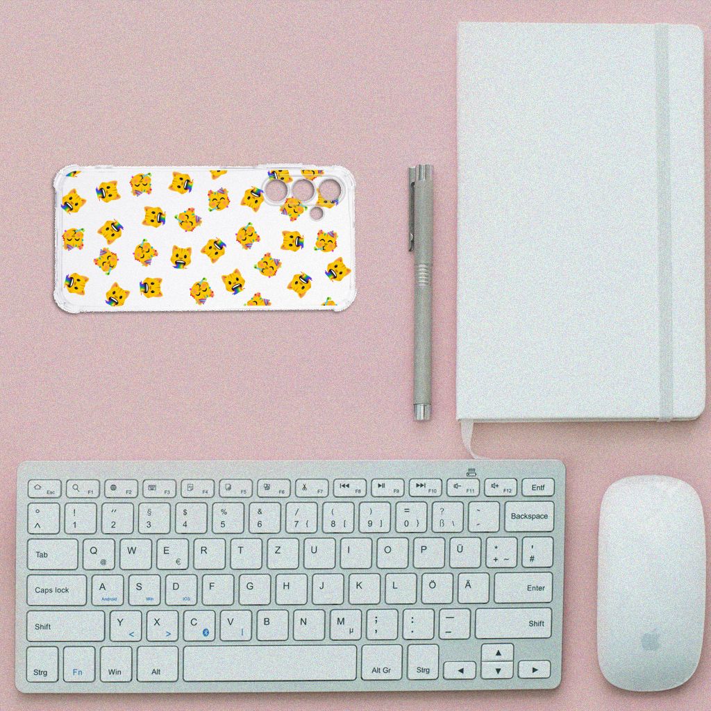 Doorzichtige Silicone Hoesje voor Samsung Galaxy A15 Katten Emojis B2C Telecom