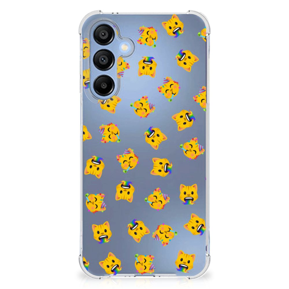 Samsung Galaxy A16 Doorzichtige Silicone Hoesje Katten Emojis achterkant