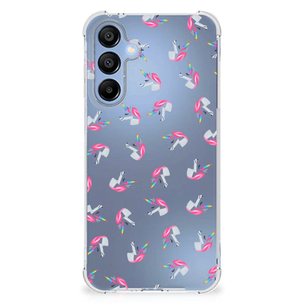 Samsung Galaxy A16 Doorzichtige Silicone Hoesje Unicorns achteraanzicht