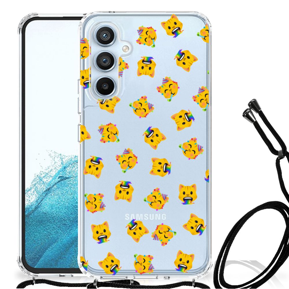 Samsung Galaxy A54 5G Doorzichtige Silicone Hoesje Katten Emojis voorkant