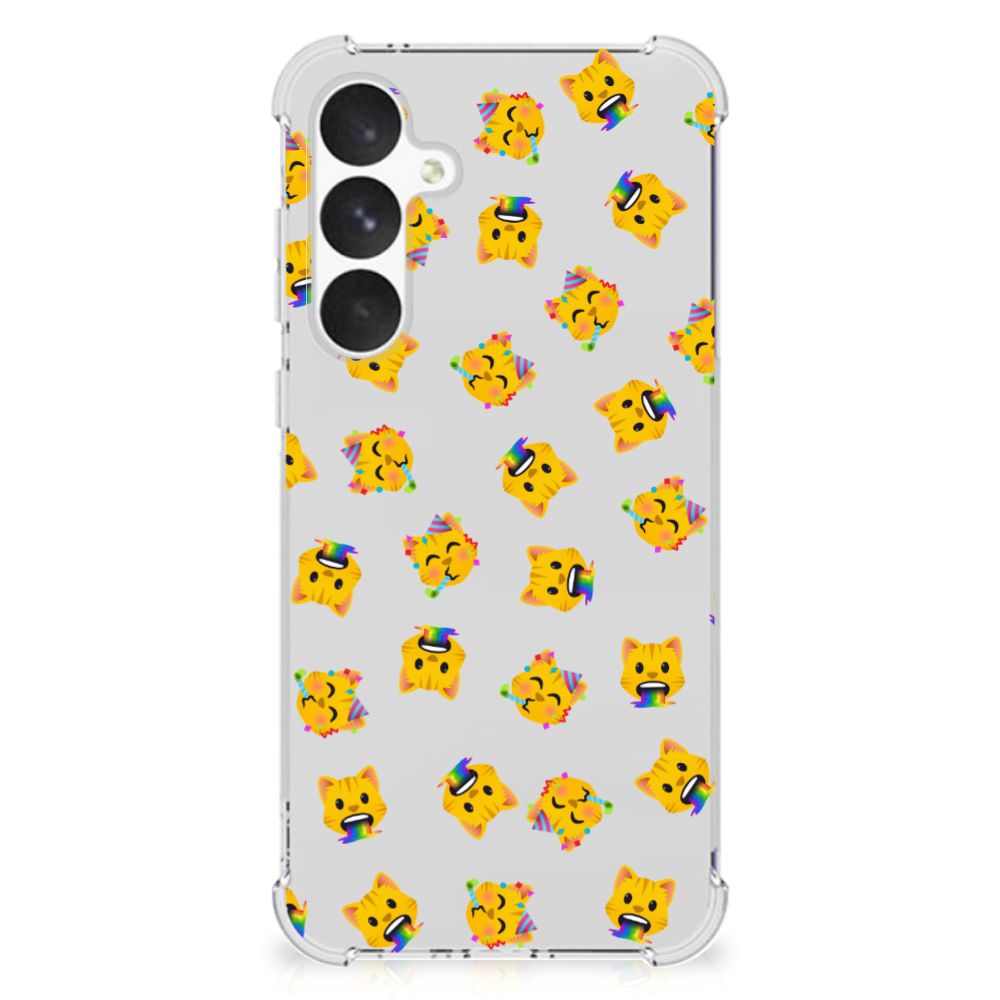 Samsung Galaxy A55 Doorzichtige Silicone Hoesje Katten Emojis achteraanzicht