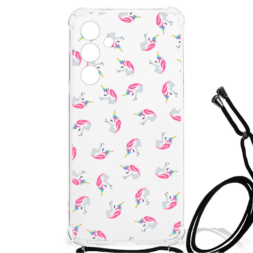 Samsung Galaxy A55 Doorzichtige Silicone Hoesje Unicorns achterkant
