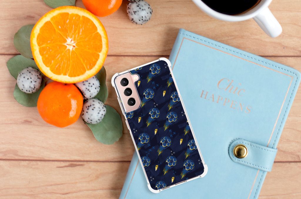 Samsung Galaxy S21 FE Doorzichtige Silicone Hoesje Voetbal bovenaanzicht