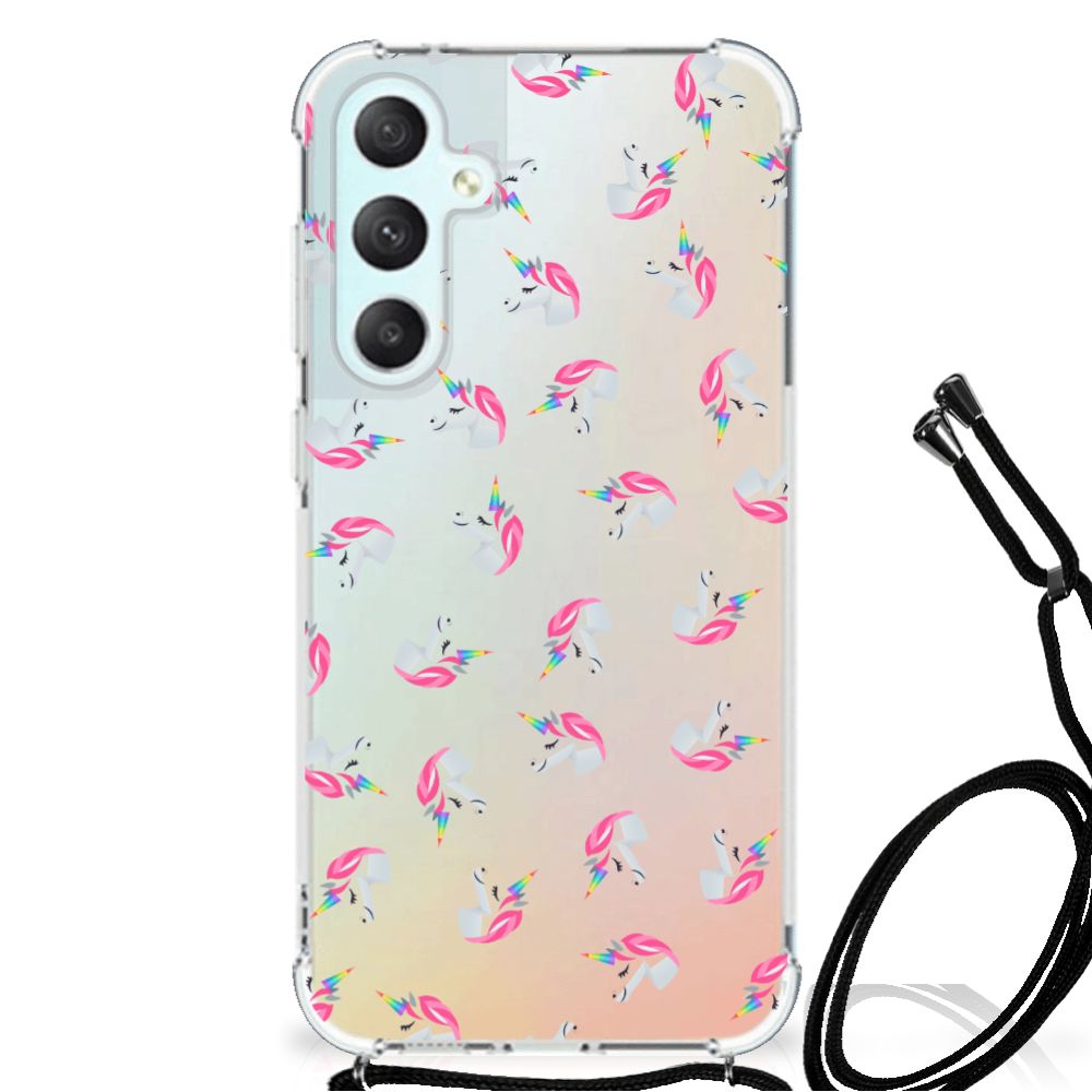 Samsung Galaxy S23 FE Doorzichtige Silicone Hoesje Unicorns achterkant