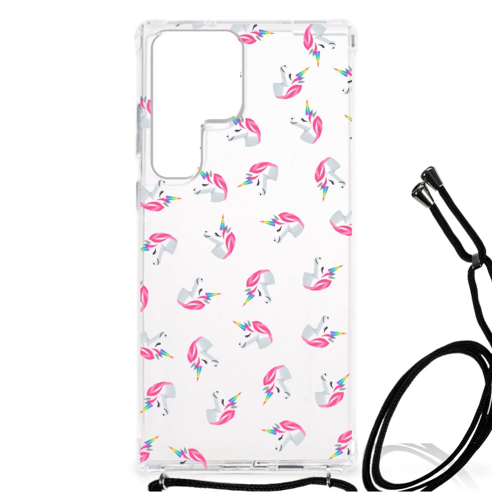 Samsung Galaxy S23 Ultra Doorzichtige Silicone Hoesje Unicorns Aanzicht