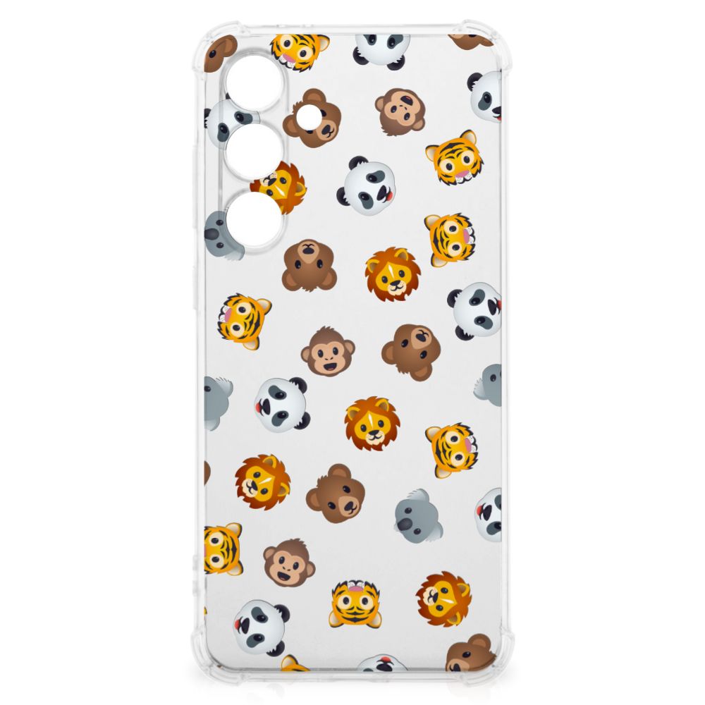 Samsung Galaxy S24 FE Doorzichtige Silicone Hoesje Dieren Emojis achterkant