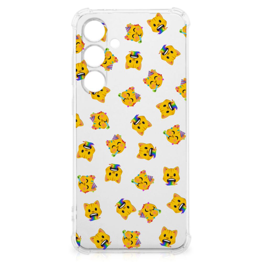 Samsung Galaxy S24 FE Doorzichtige Silicone Hoesje Katten Emojis voorkant