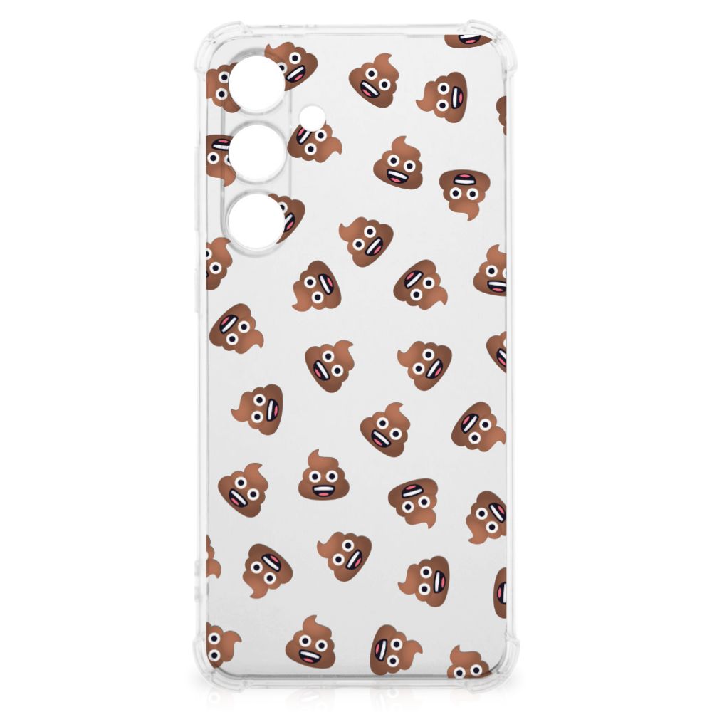 Samsung Galaxy S24 FE Doorzichtige Silicone Hoesje Poep Emojis ontwerp achterkant