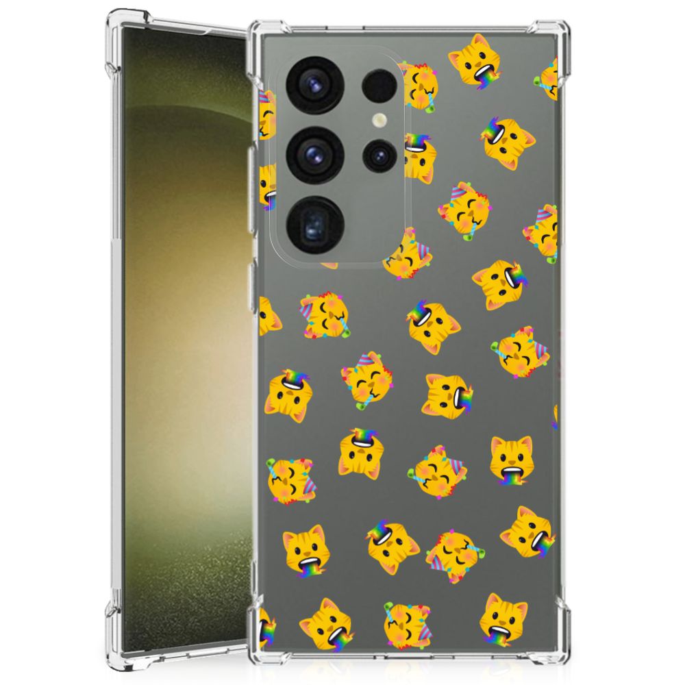 Doorzichtige Silicone Hoesje voor Samsung Galaxy S24 Ultra Katten Emojis B2C Telecom