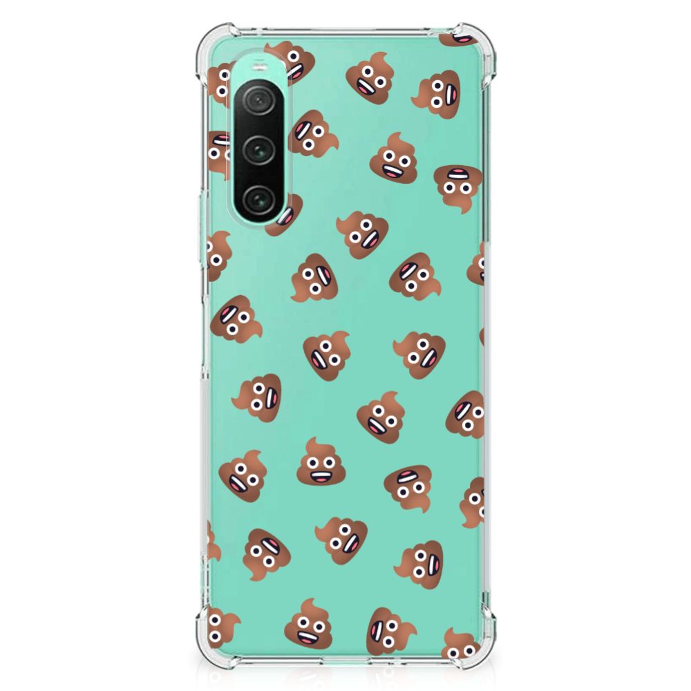 Doorzichtige Silicone Hoesje voor Sony Xperia 10 V Poep Emojis B2C Telecom