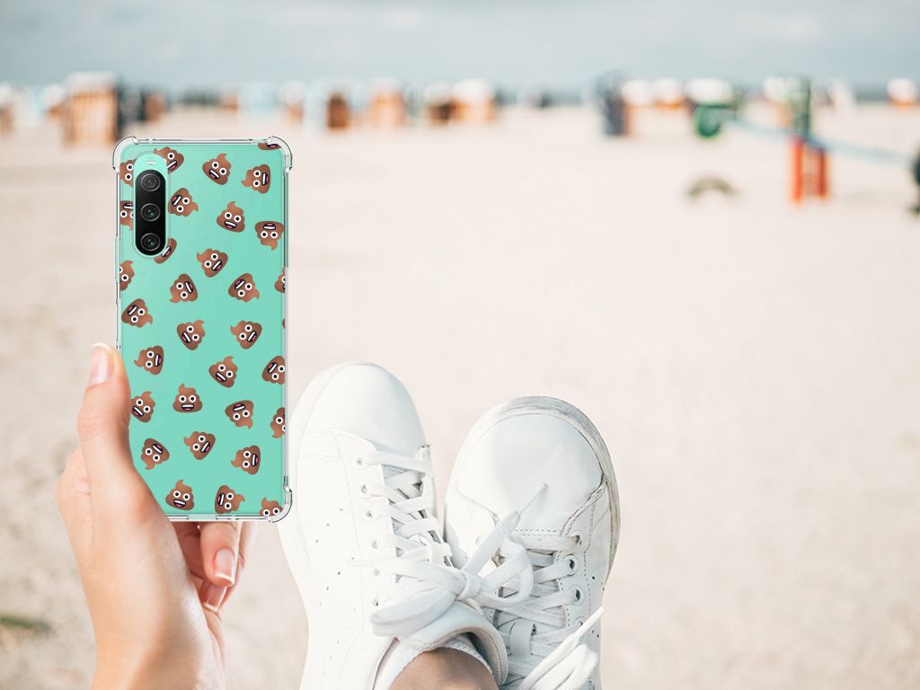 Doorzichtige Silicone Hoesje voor Sony Xperia 10 V Poep Emojis B2C Telecom