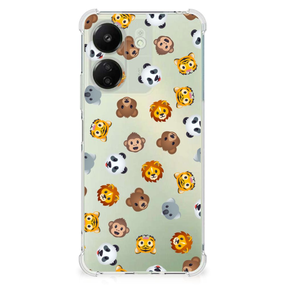 Xiaomi Redmi 13C 4G Doorzichtige Silicone Hoesje Dieren Emojis achteraanzicht