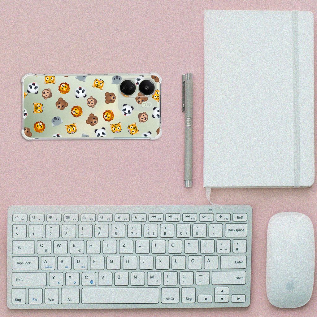 Xiaomi Redmi 13C 4G Doorzichtige Silicone Hoesje voor Xiaomi Redmi 13C 4G Dieren Emojis bovenaanzicht