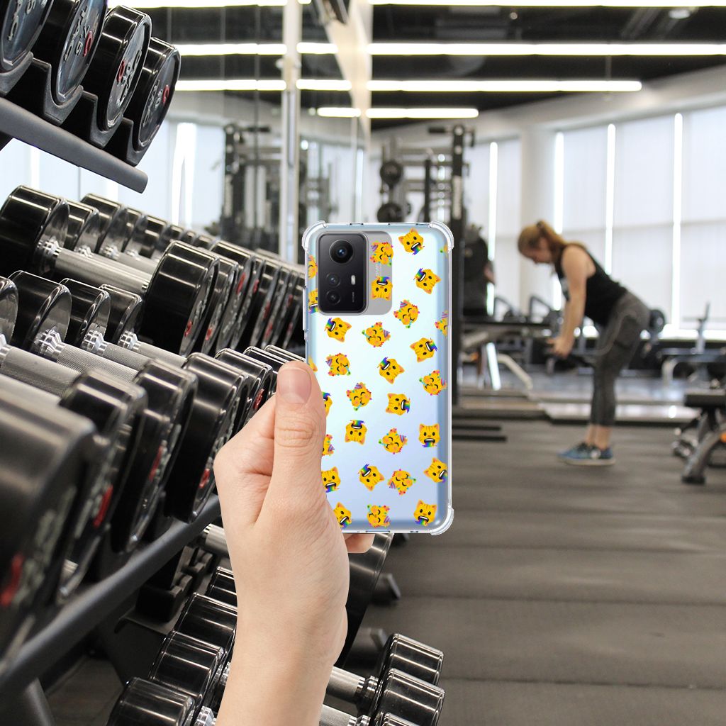 Xiaomi Redmi Note 12s Doorzichtige Silicone Hoesje voor Xiaomi Redmi Note 12s Katten Emojis achterkant