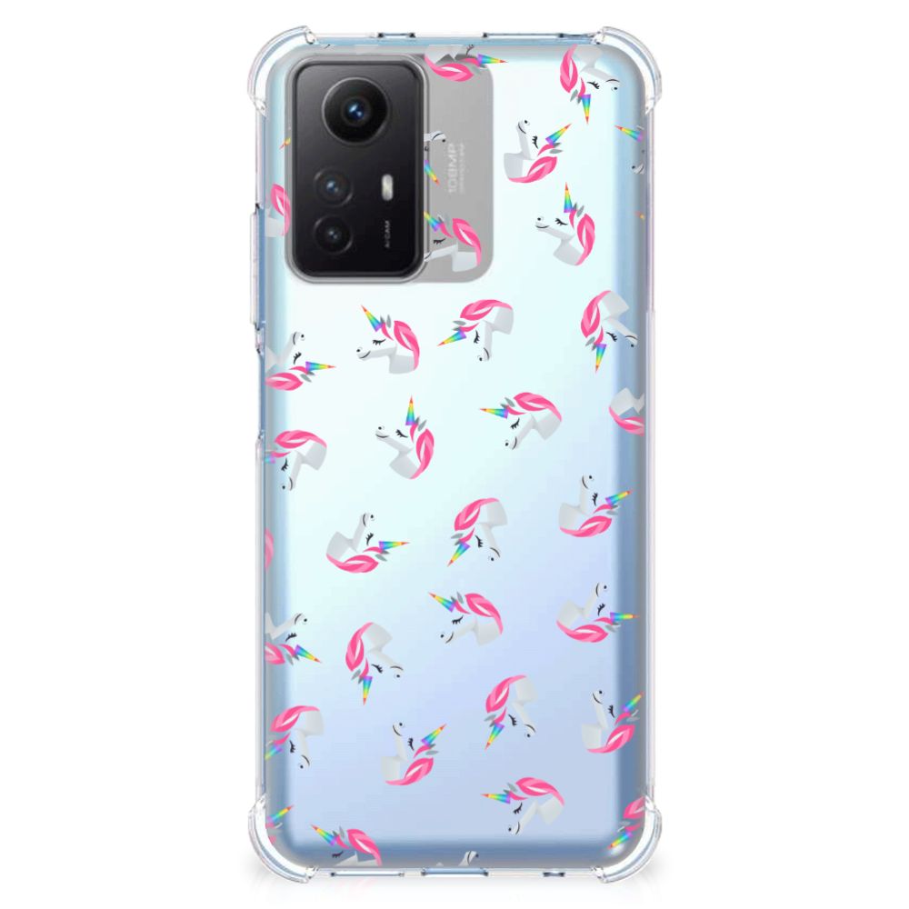 Xiaomi Redmi Note 12s Doorzichtige Silicone Hoesje Unicorns achteraanzicht