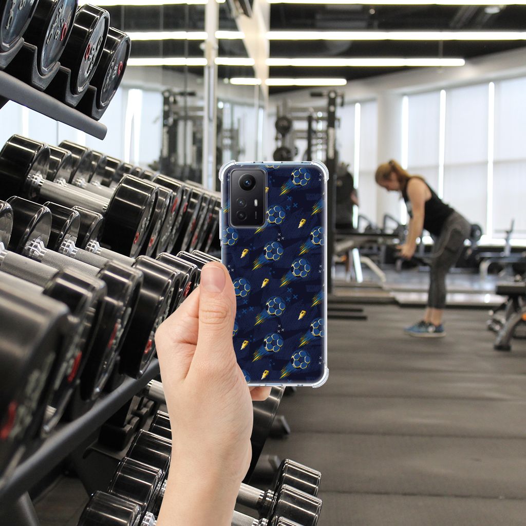 Xiaomi Redmi Note 12s Doorzichtige Silicone Hoesje Voetbal vooraanzicht