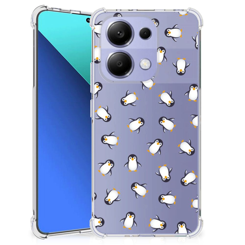 Xiaomi Redmi Note 13 4G Doorzichtige Silicone Hoesje Pinguïn achterzijde