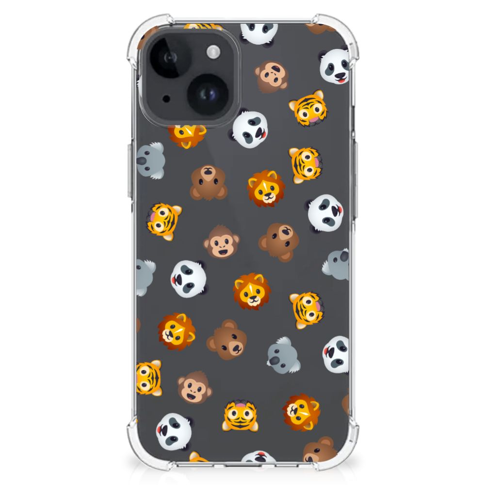 Doorzichtige Silicone Hoesje voor iPhone 15 Dieren Emojis B2C Telecom