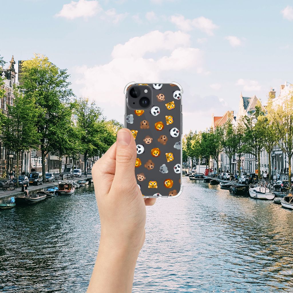 Doorzichtige Silicone Hoesje voor iPhone 15 Dieren Emojis B2C Telecom