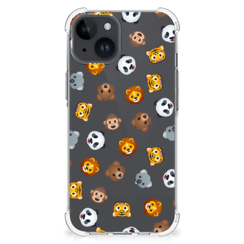 Doorzichtige Silicone Hoesje voor iPhone 15 Plus Dieren Emojis B2C Telecom