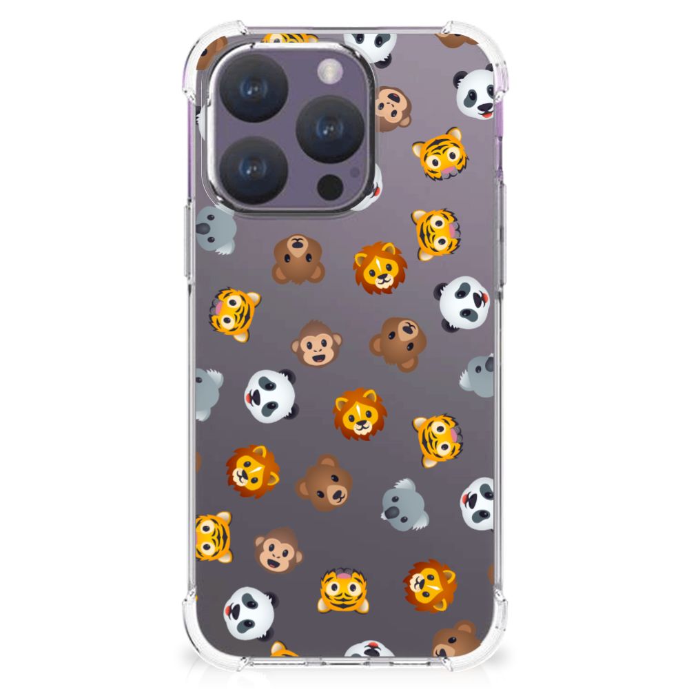 Doorzichtige Silicone Hoesje voor iPhone 15 Pro Dieren Emojis B2C Telecom
