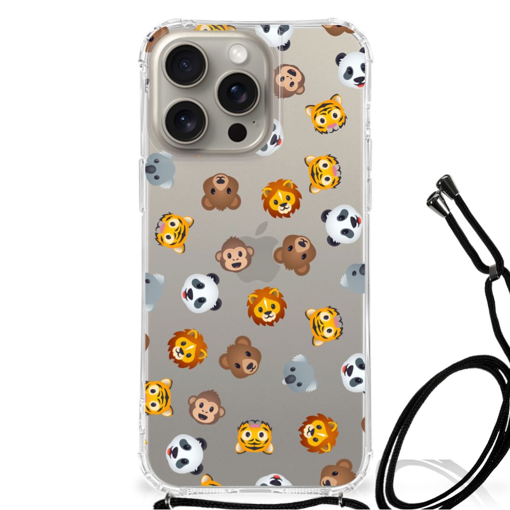 Doorzichtige Silicone Hoesje voor iPhone 15 Pro Max Dieren Emojis B2C Telecom