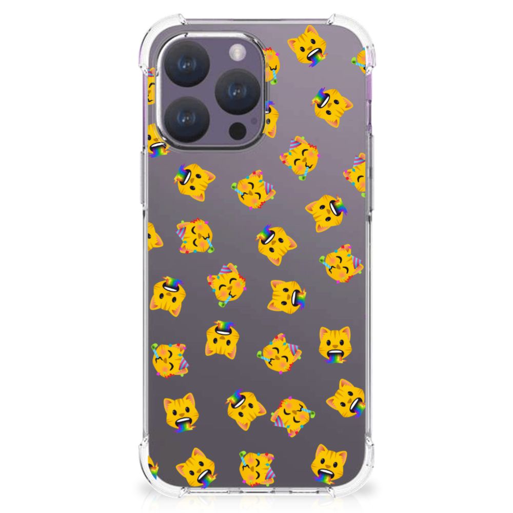 Doorzichtige Silicone Hoesje voor iPhone 15 Pro Max Katten Emojis B2C Telecom