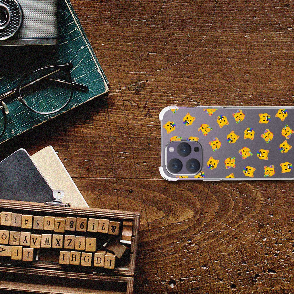 Doorzichtige Silicone Hoesje voor iPhone 15 Pro Max Katten Emojis B2C Telecom