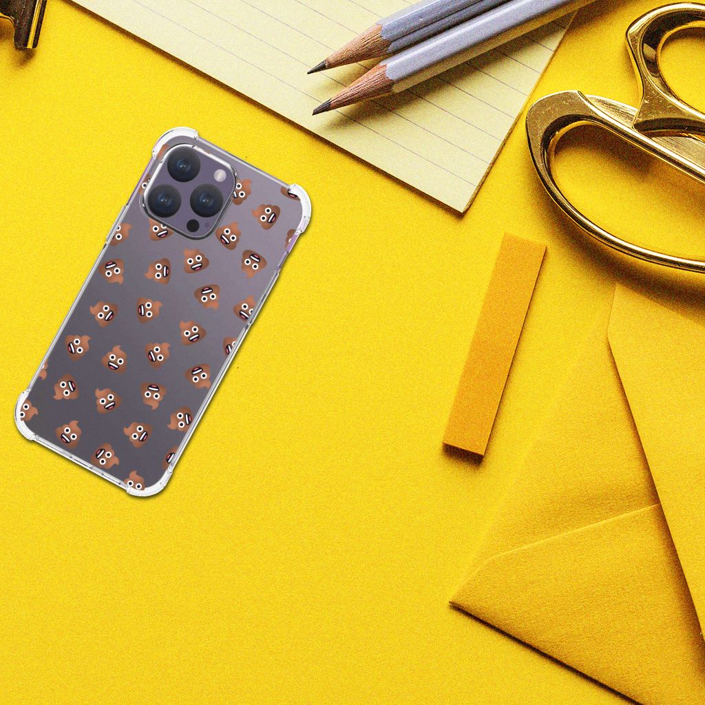 Doorzichtige Silicone Hoesje voor iPhone 15 Pro Max Poep Emojis B2C Telecom
