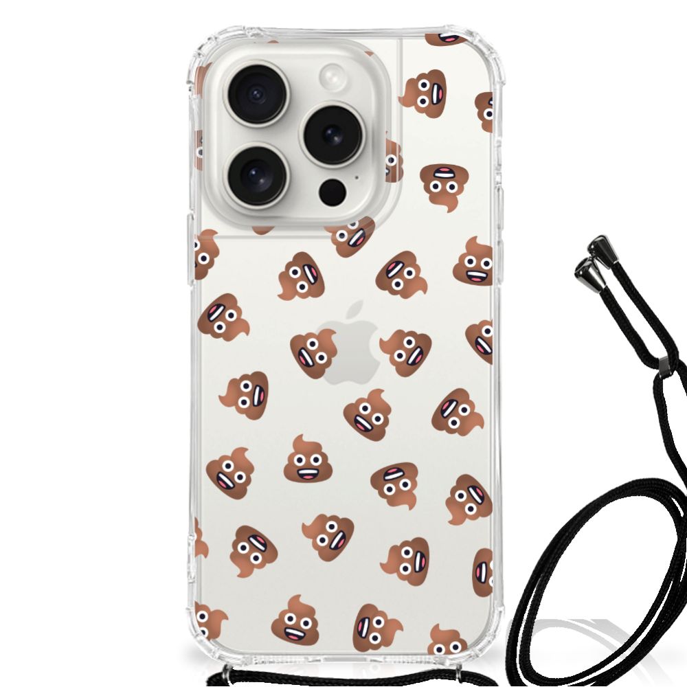 Doorzichtige Silicone Hoesje voor iPhone 15 Pro Poep Emojis B2C Telecom