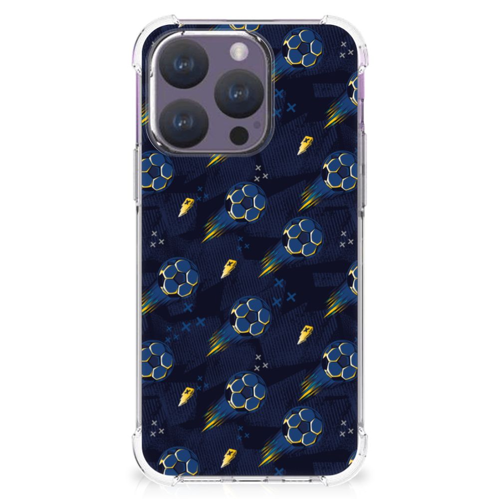 iPhone 15 Pro Doorzichtige Silicone Hoesje Voetbal design bovenaanzicht