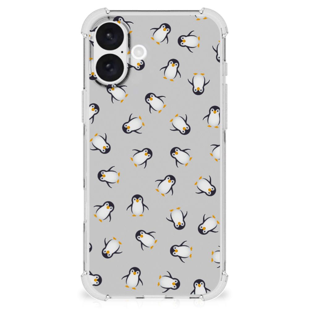 Apple iPhone 16 Plus Doorzichtige Silicone Hoesje Pinguïn achteraanzicht