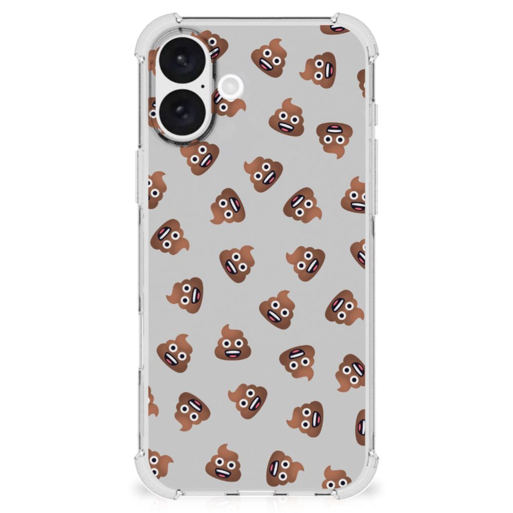 iPhone 16 Plus Doorzichtige Silicone Hoesje voor iPhone 16 Plus Poep Emojis design poep emoji aanzicht