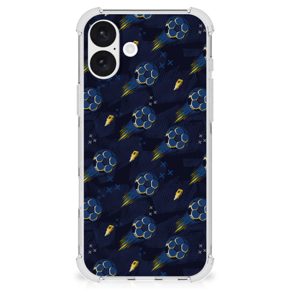iPhone 16 Plus Doorzichtige Silicone Hoesje voor iPhone 16 Plus Voetbal achteraanzicht