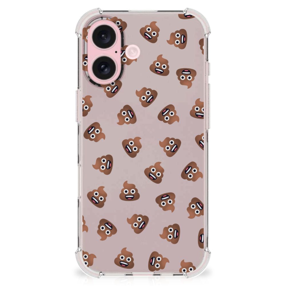iPhone 16 Doorzichtige Silicone Hoesje poep emojis achterkant