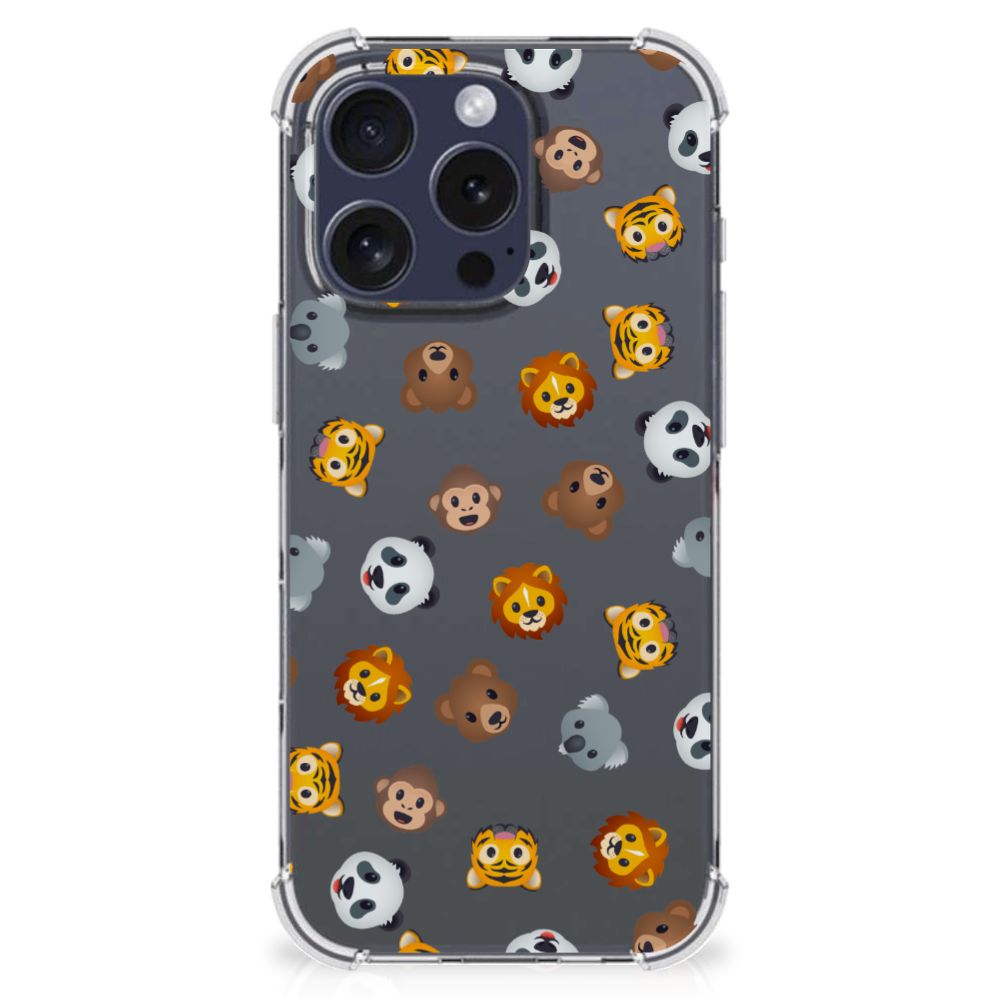 iPhone 16 Pro Max Doorzichtige Silicone Hoesje voor iPhone 16 Pro Max Dieren Emojis design dierenemojis aanzicht