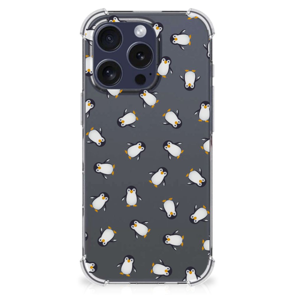 iPhone 16 Pro Max Doorzichtige Silicone Hoesje voor iPhone 16 Pro Max Pinguïn design pinguïns aanzicht
