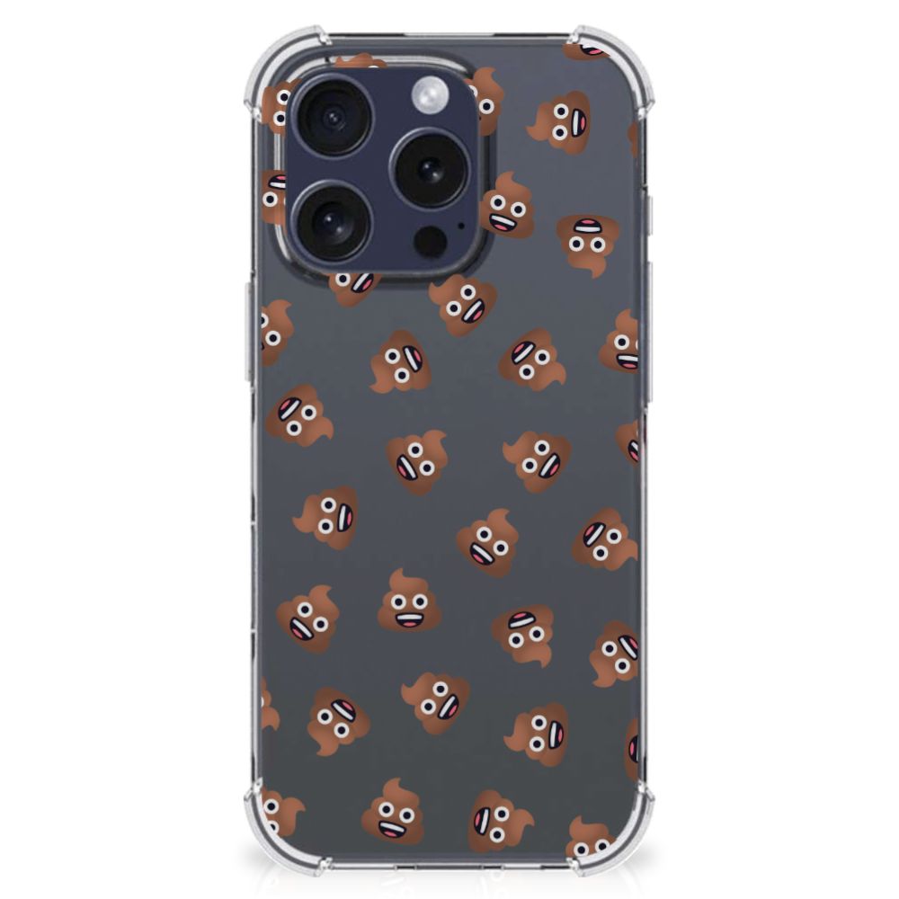 iPhone 16 Pro Doorzichtige Silicone Hoesje Poep Emojis achteraanzicht