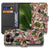 Fairphone 6 Elegante Paars Wit Bloemen Bookcase Hoesje voorzijde binnenzijde