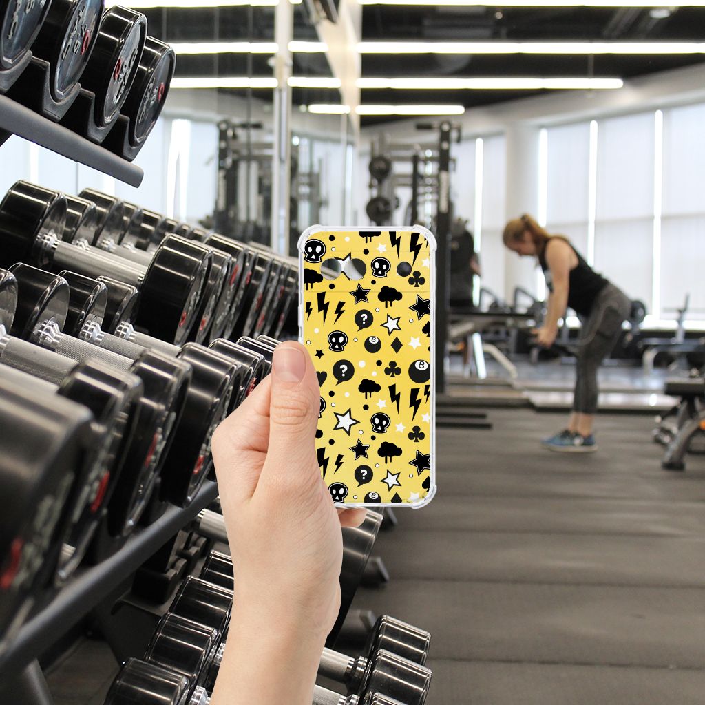 Extreme Case Google Pixel 8A Punk Geel telefoonhoesje ontwerp hand gym