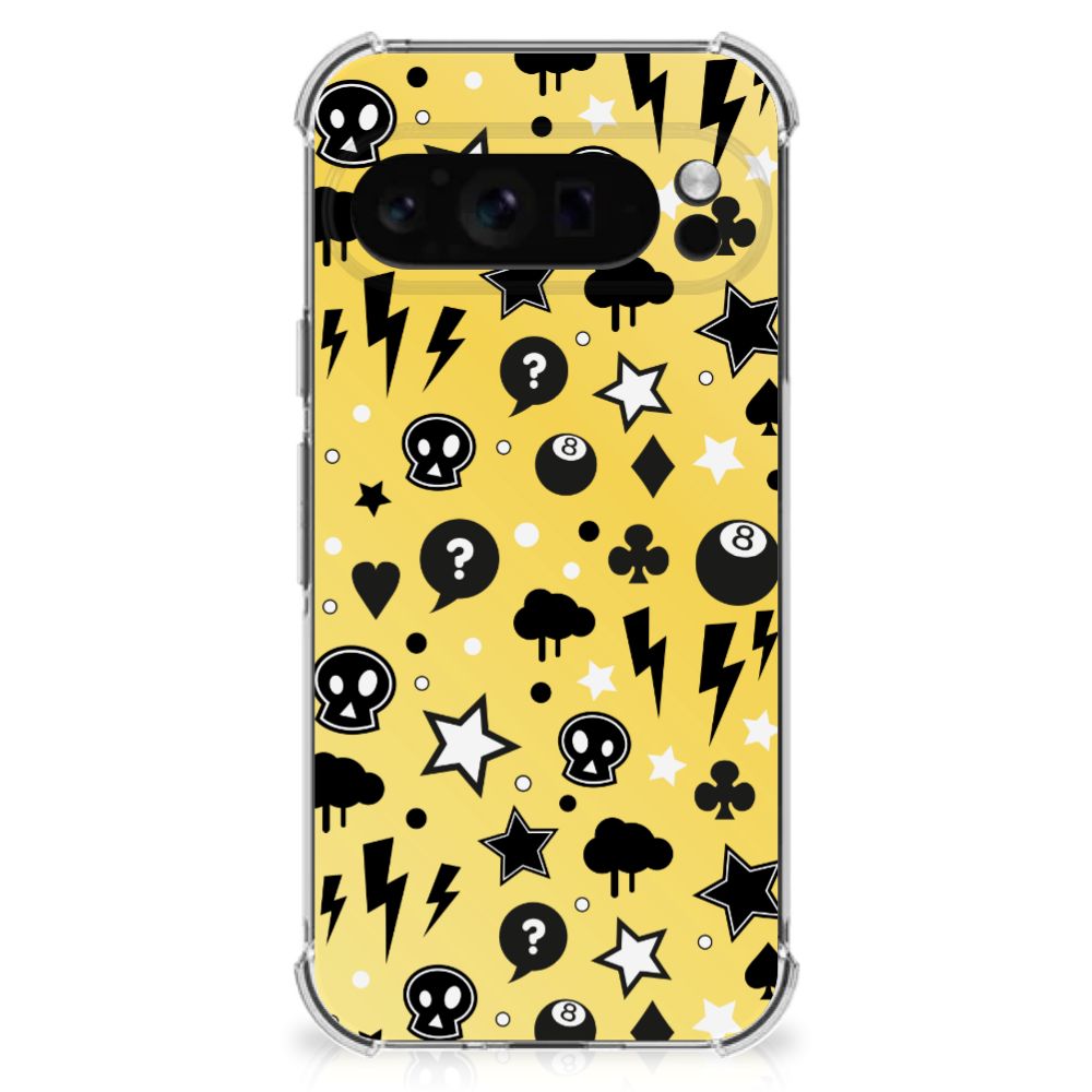 Extreme Case Google Pixel 9 Pro XL Punk Geel telefoonhoesje punk geel design voorkant