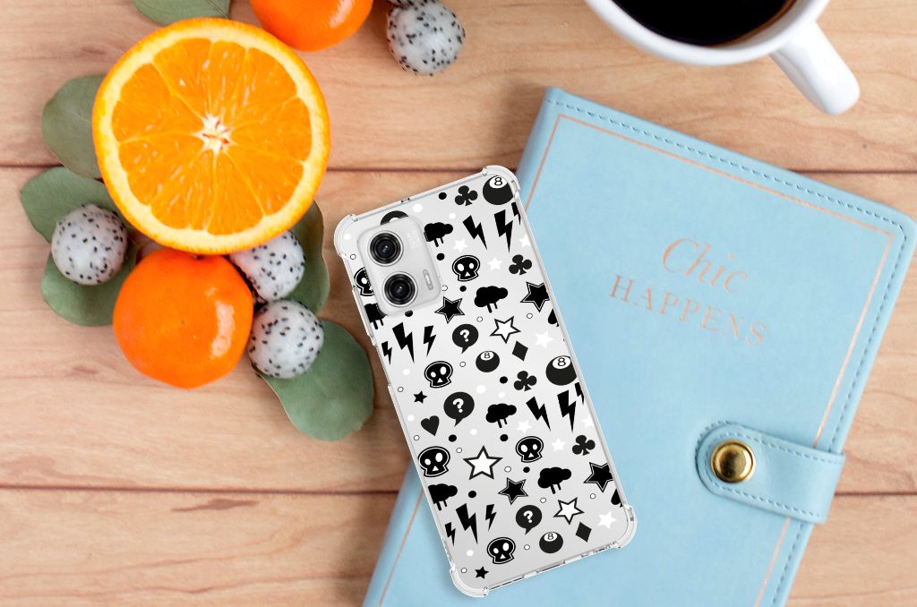 Extreme Case Motorola Moto G73 Silver Punk telefoonhoesje design Silver Punk aanzicht