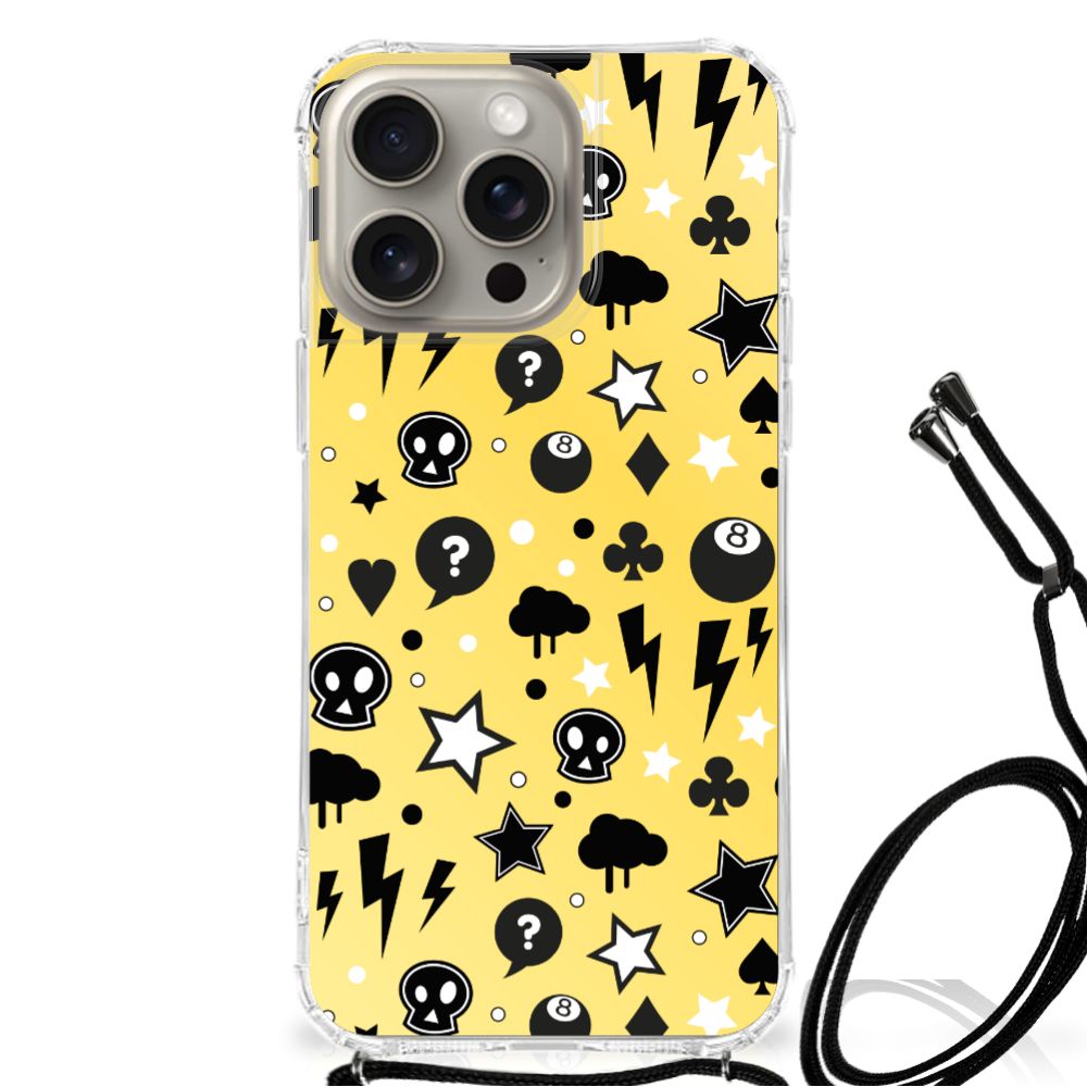 Extreme Case iPhone 15 Pro Max Punk Geel hoesje punk geel design vooraanzicht