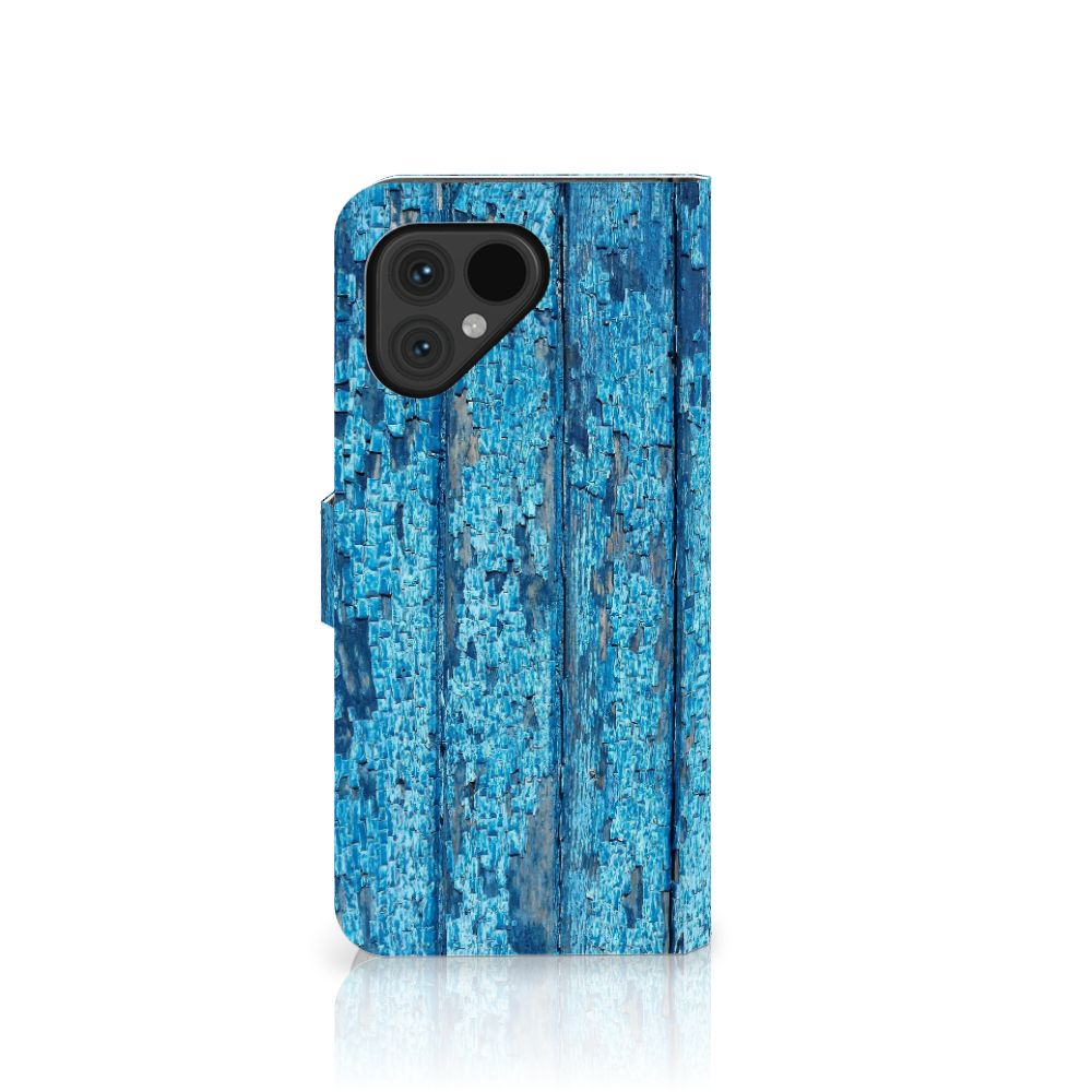 Fairphone 5 Book Style Case Wood Blue boekhoesje blauw hout aanzicht