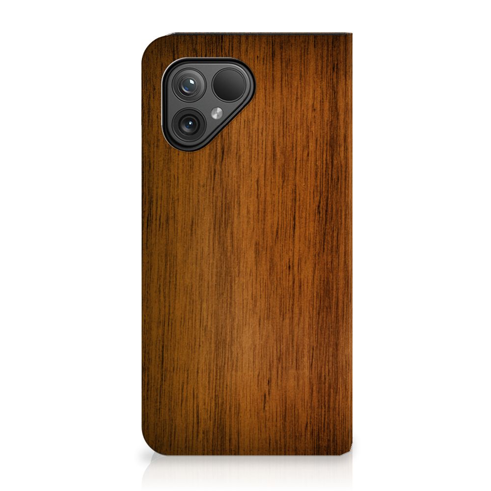 Fairphone 5 Book Wallet Case Donker Hout design flappen achterkant
