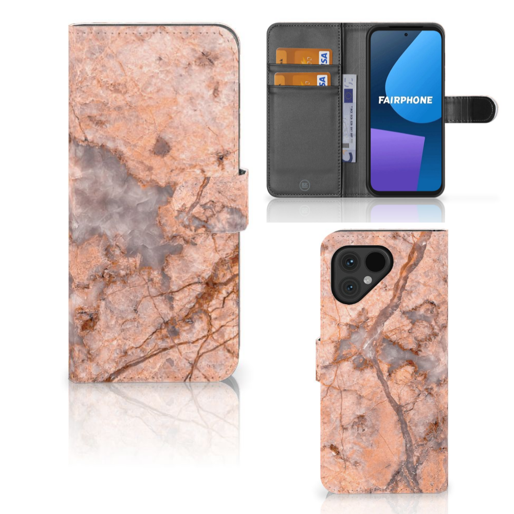 Fairphone 5 Bookcase Marmer Oranje