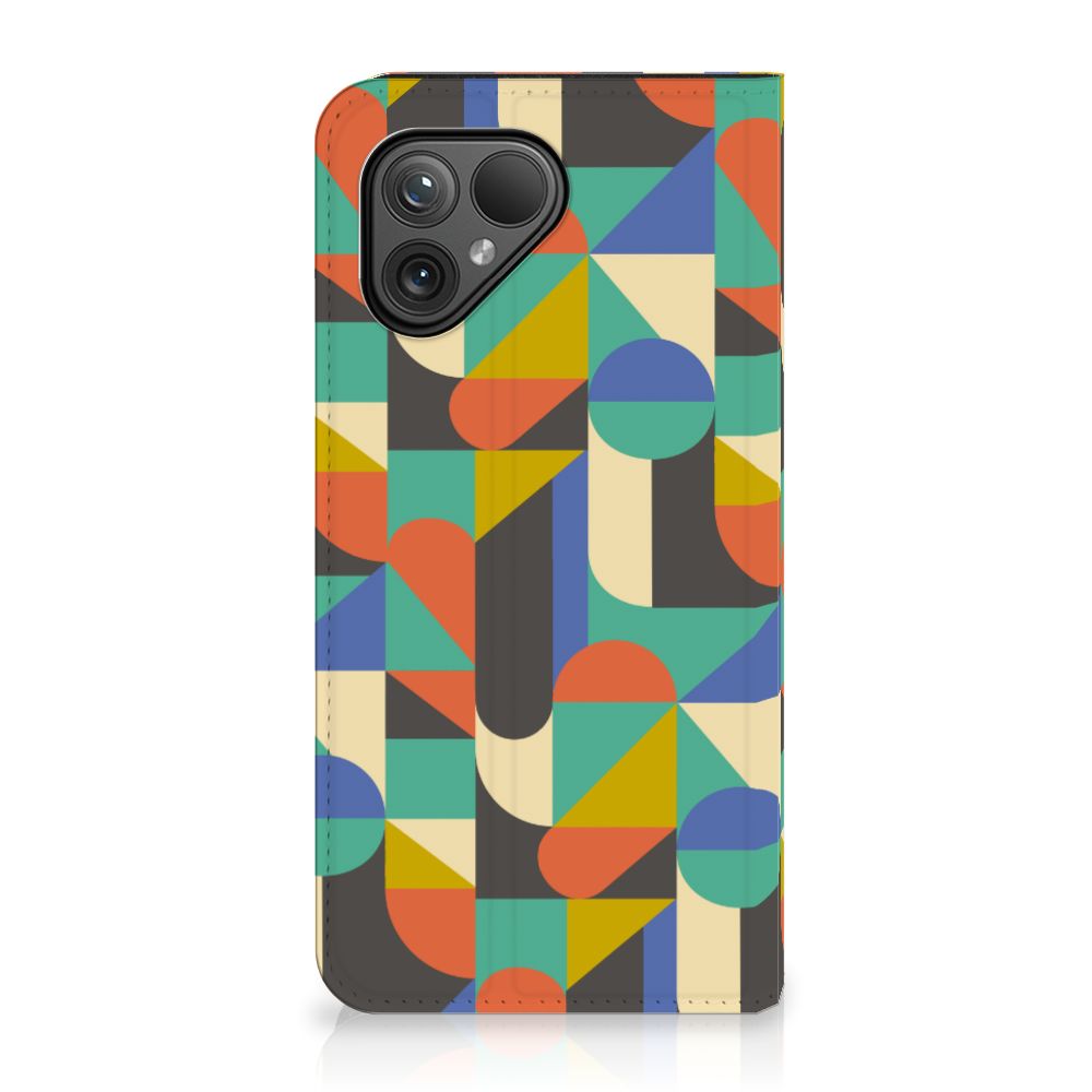 Fairphone 5 Hoesje met Magneet Funky Retro design funky retro aanzicht