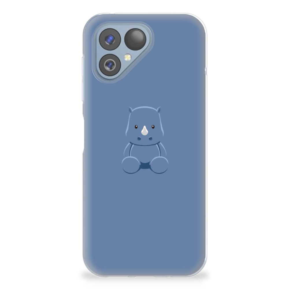 Fairphone 5 Telefoonhoesje met Naam Baby Rhino ontwerp achteraanzicht