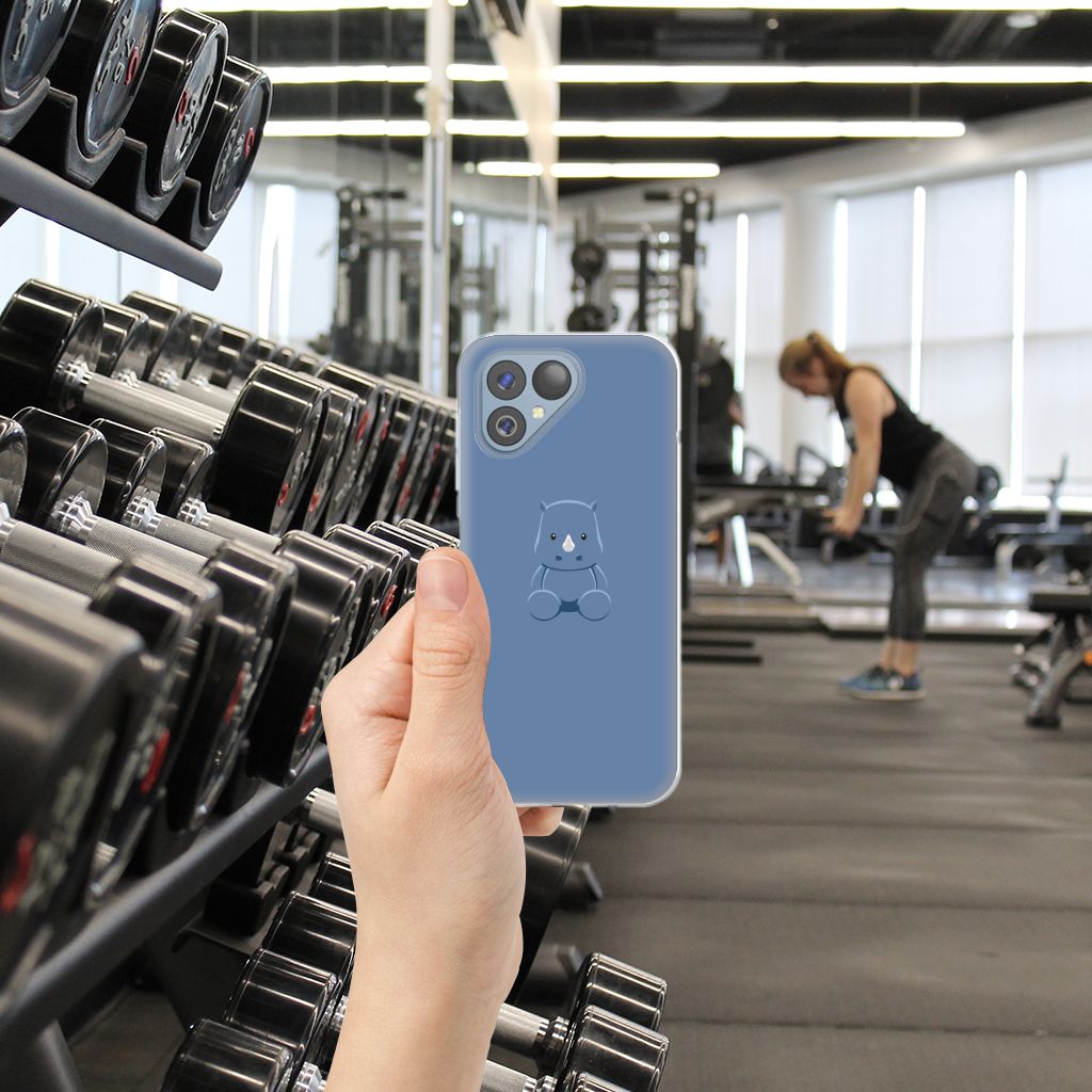 Fairphone 5 Telefoonhoesje met Naam Baby Rhino telefoonhoesje baby rhino design voorkant