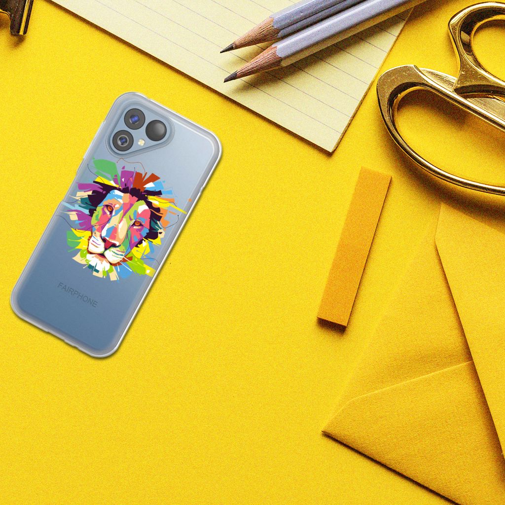 Fairphone 5 Telefoonhoesje met Naam Lion Color telefoonhoesje lion color design aanzicht